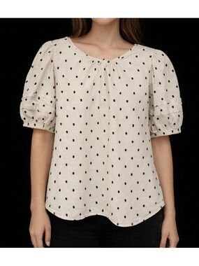 Madewell Cream Blouse with Black Polka Dots